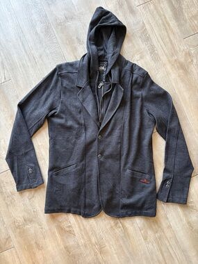 Parasuco Men’s Hooded Blazer Jacket Size XL Dark Grey